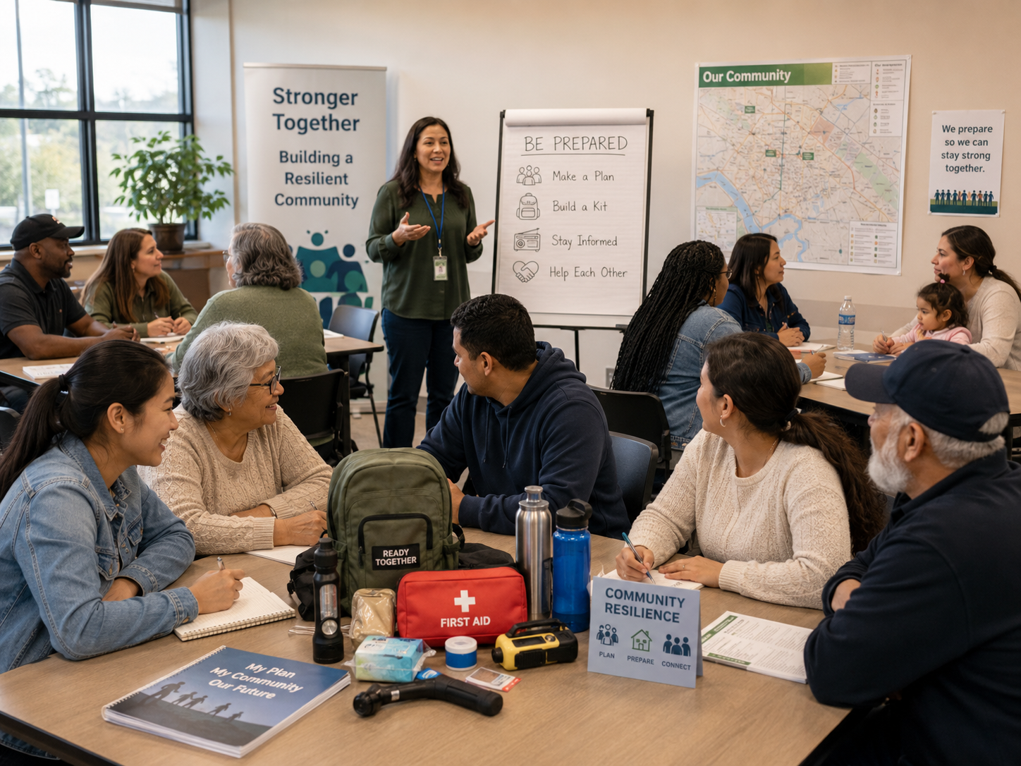 Participants engaged in a community resilience training workshop